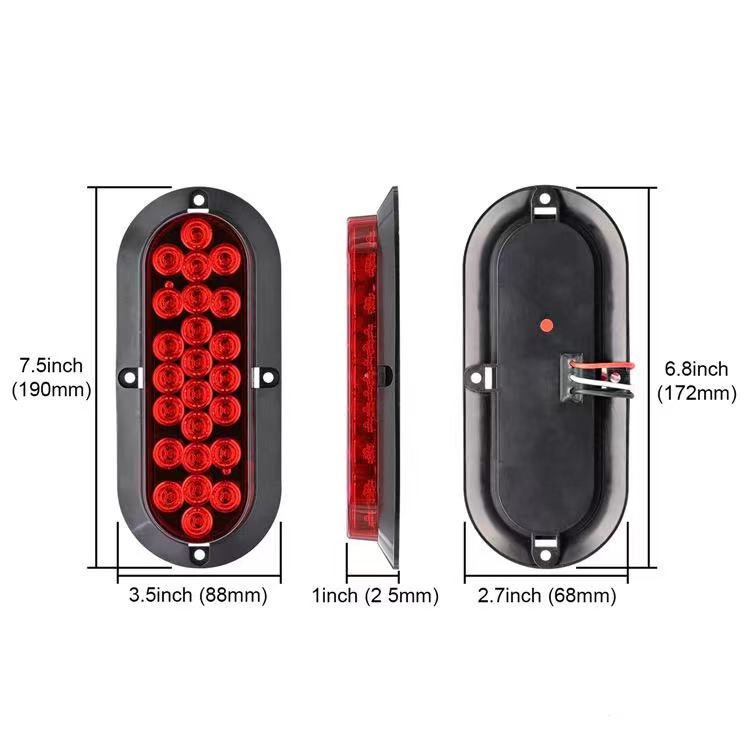 6 Inch Oval Waterproof Truck RV Trailer Tail Lights 12V 24 LED Stop Brake Lamp Screw Mount Side Light Car Light Accessories